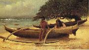 unknow artist Hawaiian Canoe, Waikiki, oil painting reproduction